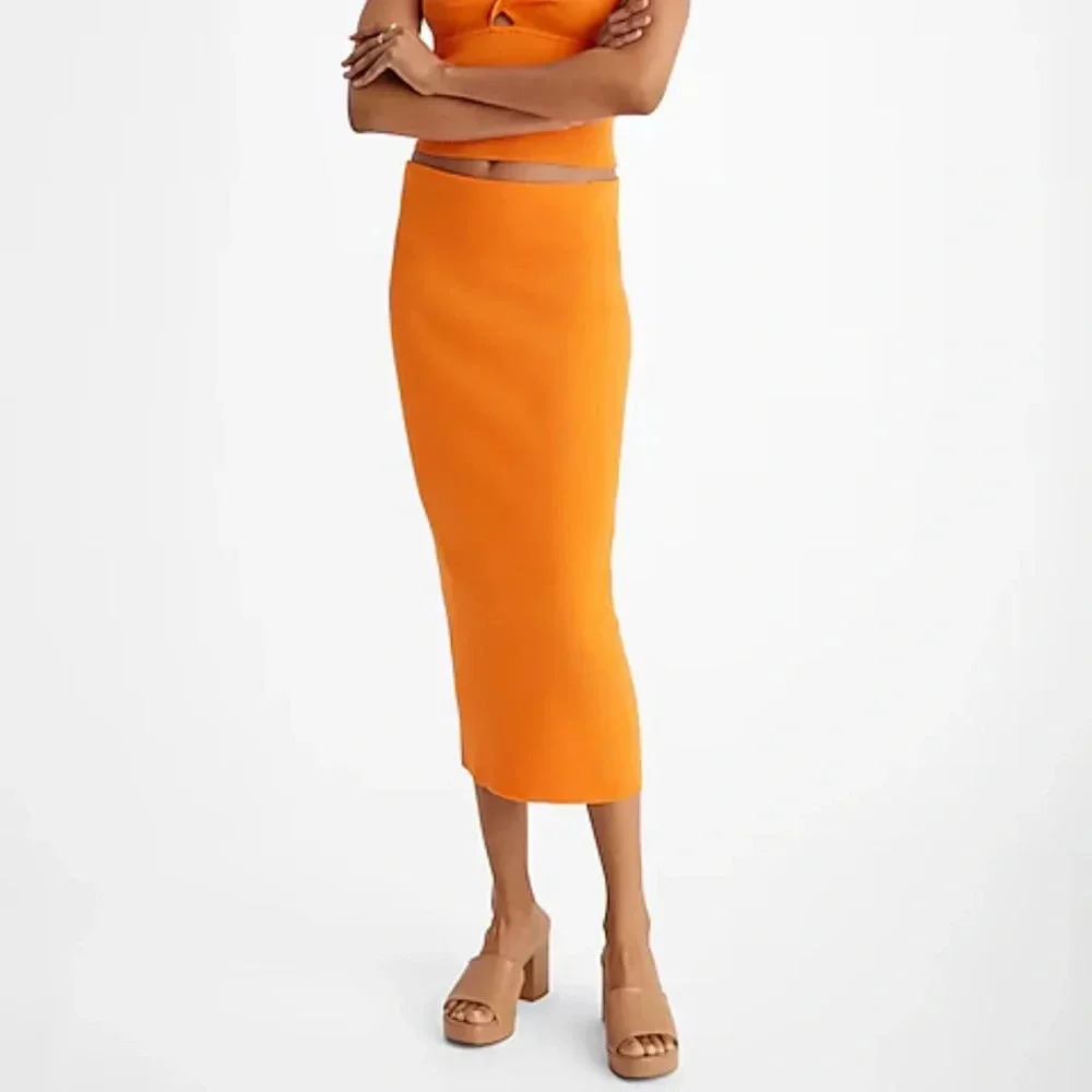 Express Mid Rise Ribbed Midi Sweater Skirt